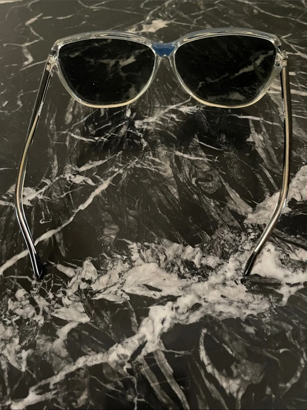 Bonneau Women’s Blue and Clear Oversized Fashion Sunglasses.